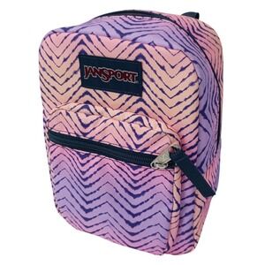 JANSPORT Youth Mini Lunch Bag Cooler Pink Purple Geometric Zig Zag Big Break